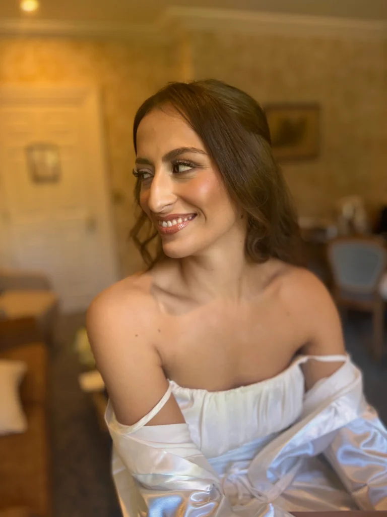 Brunette bride with soft glam wedding makeup