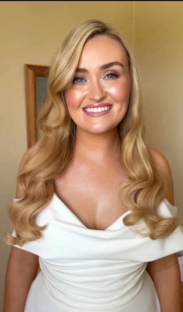 Fabulous blonde party with glowing bridal makeup