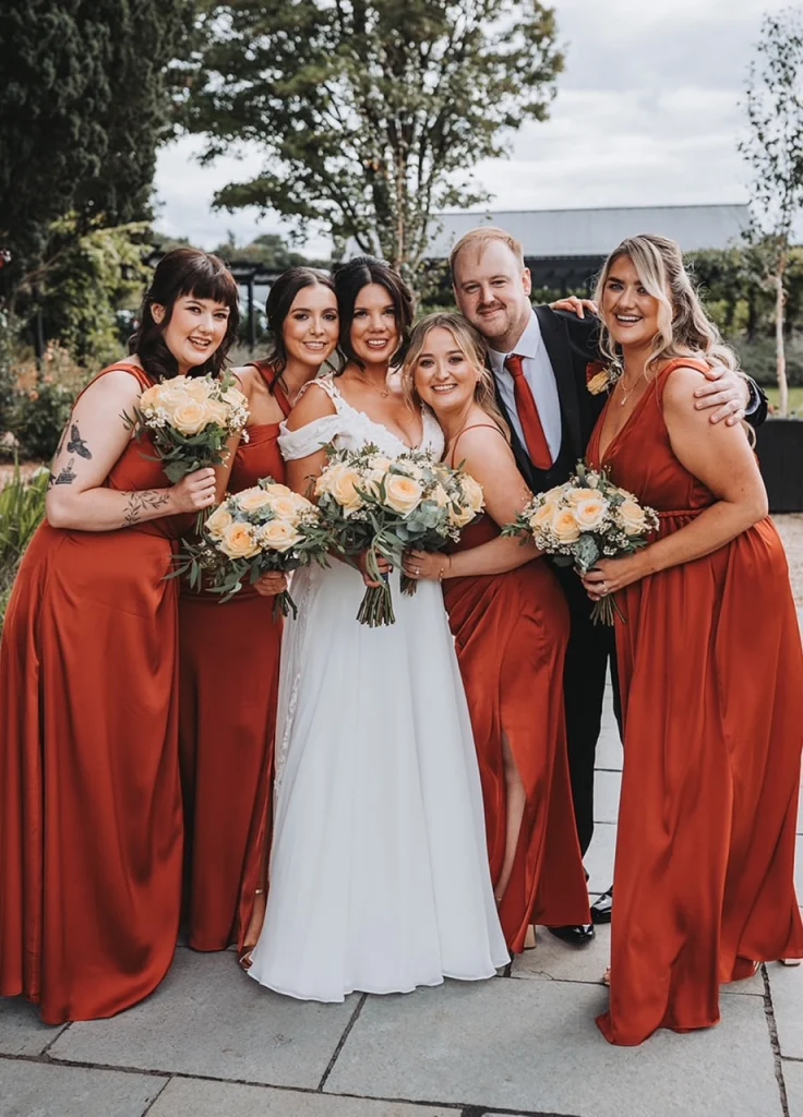 Fabulous bridal party posing together - bridal party makeup in Dublin