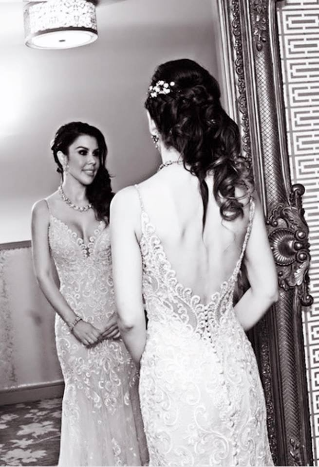 Bride looking at her reflection