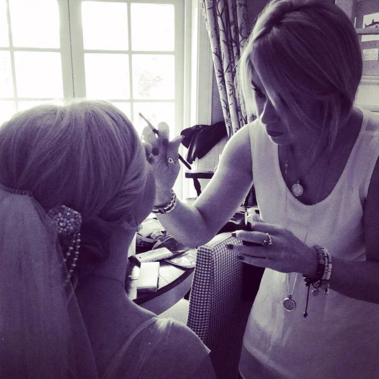 Nima, makeup artist in Dublin applying bridal makeup