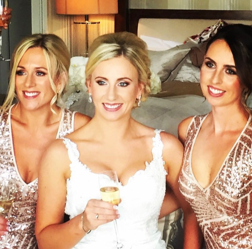 Bride and her two bridesmaid with makeup done by Nima