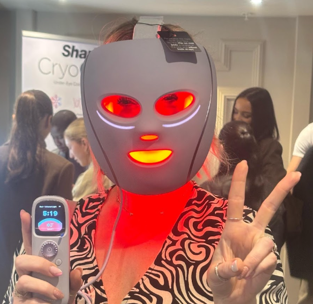 Niamh with a red light mask